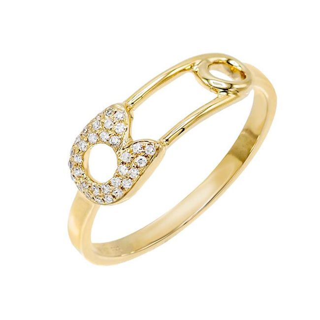 14k Diamond Safety Pin Band (0.10.ct.tw)