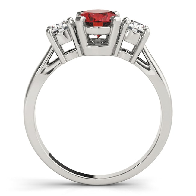 14K White Gold Oval Garnet Diamond Ring (2.40.cts.tw)