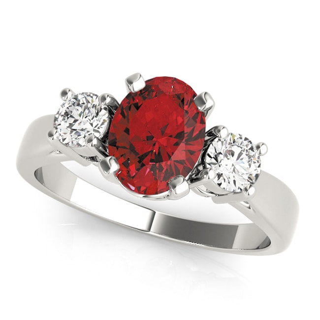 14K White Gold Oval Garnet Diamond Ring (2.40.cts.tw)