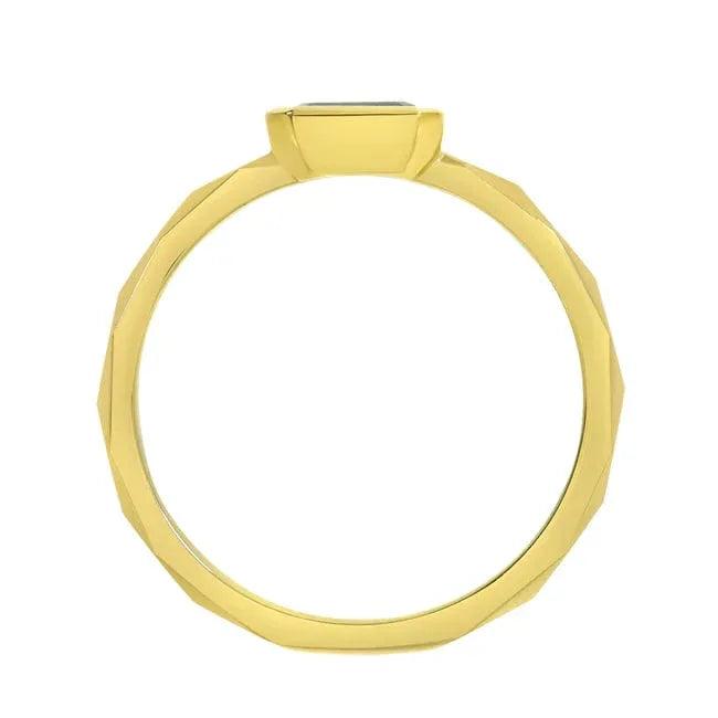 Octagonal Gold Rings 14k Gold Octagon Geometric Shank Solitaire Rings (0.20.ct.tw) | JewelryNest