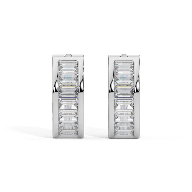 14k Solid Gold Diamond Baguette Huggie Earrings (0.45.ct.tw)
