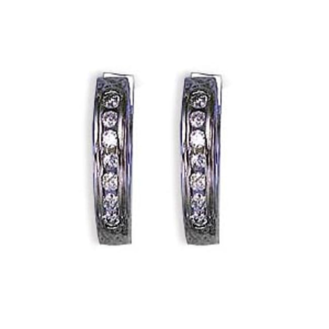 14k Solid Gold Round Diamond Huggie Earrings (0.44.ct.tw)