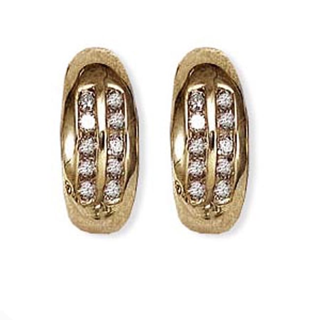14k Solid Gold Diamond Huggie Earrings (0.60.ct.tw)