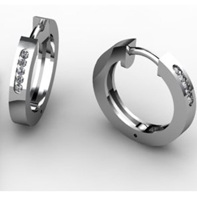 14k Solid Gold Round Diamond Huggie Earrings (0.12.ct.tw)