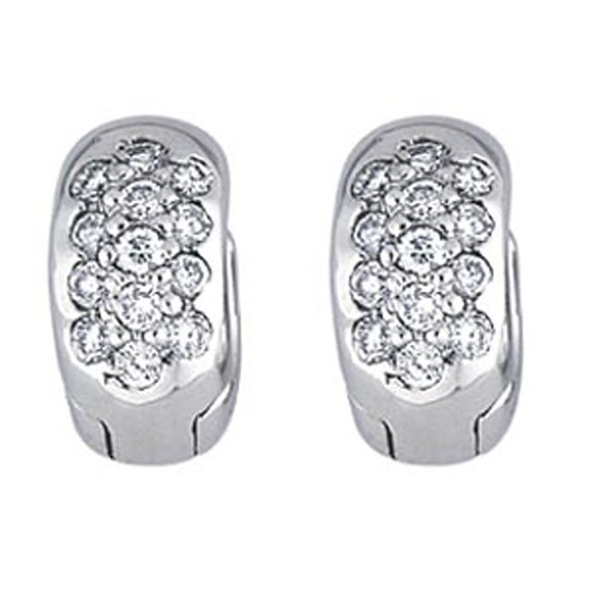 14k Solid Gold Round Diamond Huggie Earrings (0.66.ct.tw)
