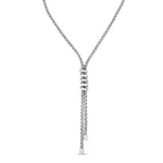 Sterling Silver Spiral Sapphire Lariat Woven Necklace 