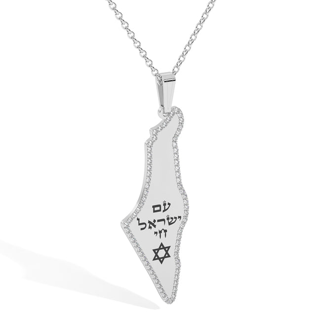 14k Gold Lab-Grown Diamond Israeli Map Necklace (0.70. ct. tw)