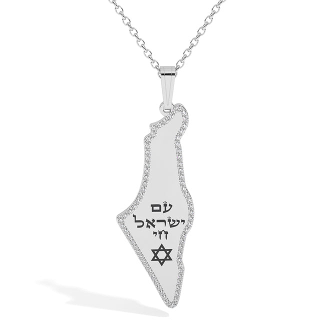 14k Gold Lab-Grown Diamond Israeli Map Necklace (0.70. ct. tw)