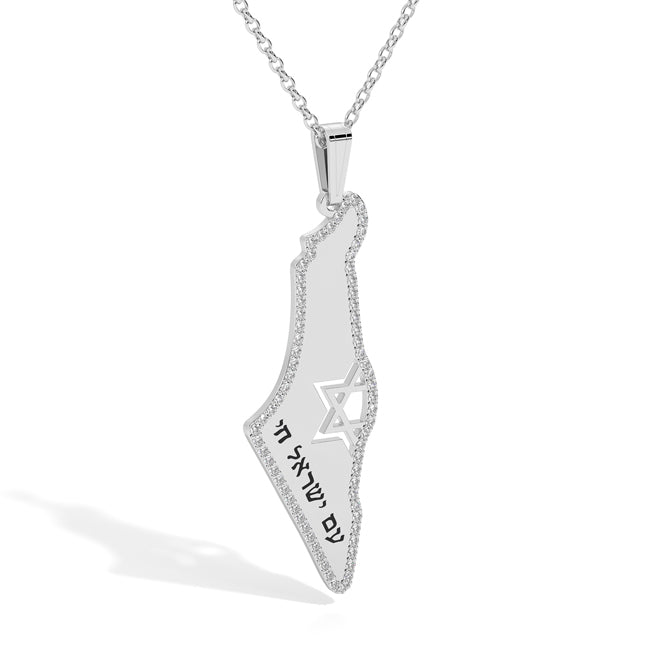 14K Lab-Grown Diamond Map of Israel and Star of David Pendant 