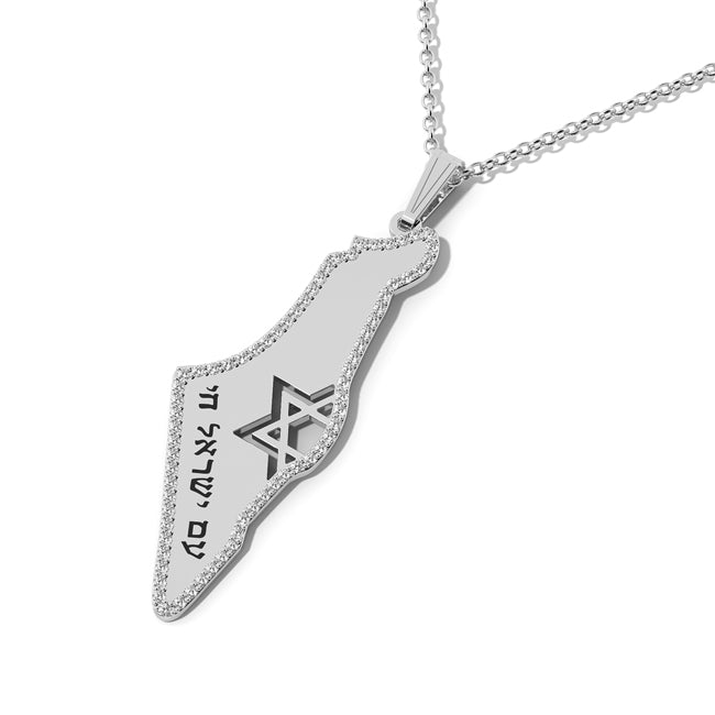 14K Lab-Grown Diamond Map of Israel and Star of David Pendant 