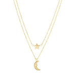 14k Yellow Multi-Strand Layered Half Moon Star Necklace (4.3.gr.tw)