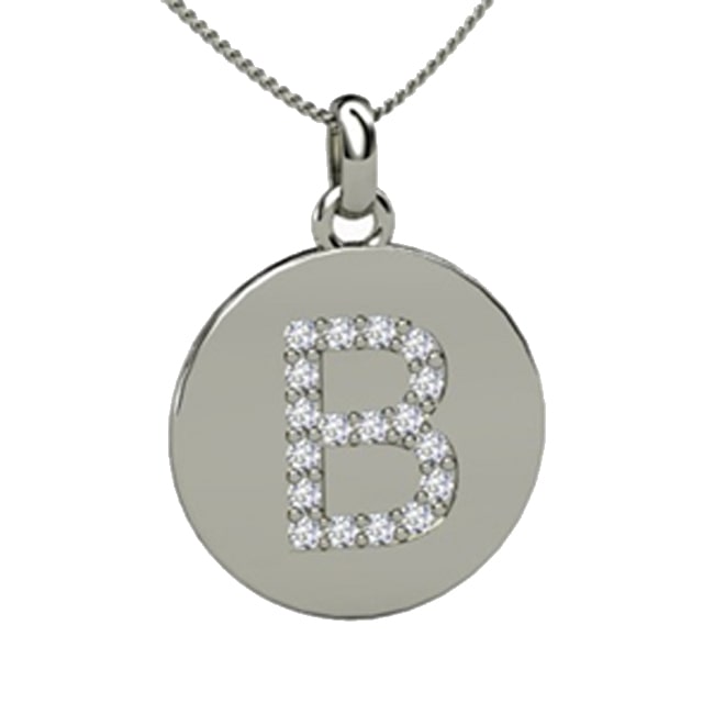 14k Diamond Initial Letter "B" Disc Pendant (0.54.ct.tw)