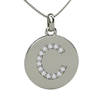 14k Diamond Initial Letter "C" Disc Pendant (0.45.ct.tw)