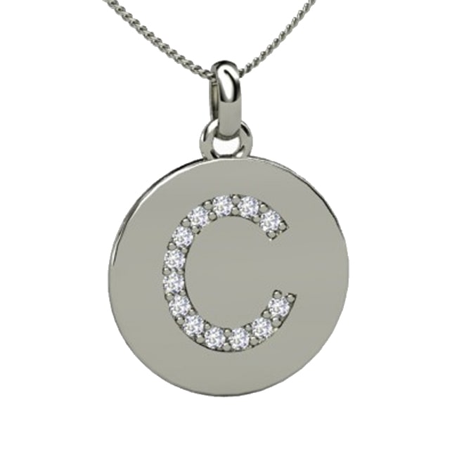 14k Diamond Initial Letter "C" Disc Pendant (0.45.ct.tw)