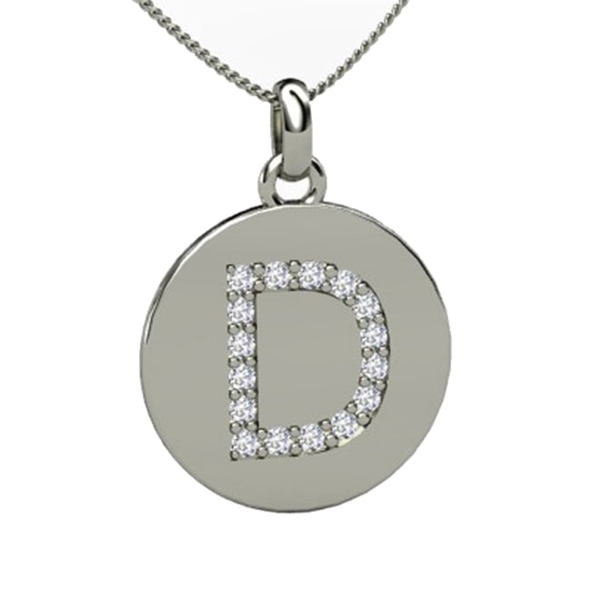 14k Diamond Initial Letter "D" Disc Pendant (0.56.ct.tw)