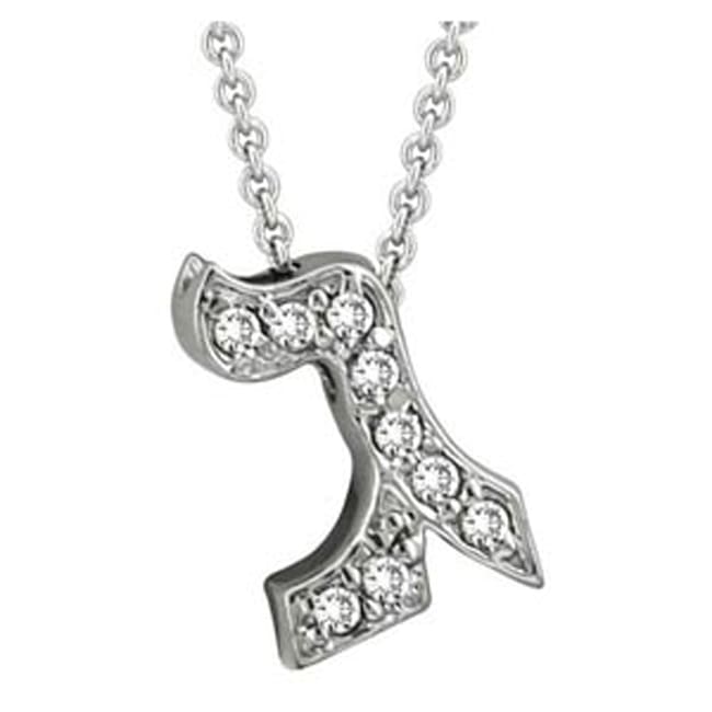 14k Gold Diamond Initial Hebrew Letter Gimel Necklace (0.20.ct.tw)
