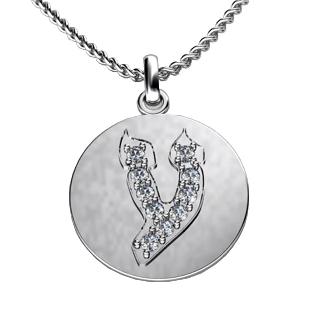 14k Gold Ayin Initial Diamond Hebrew Letter Necklace (0.30.ct.tw)