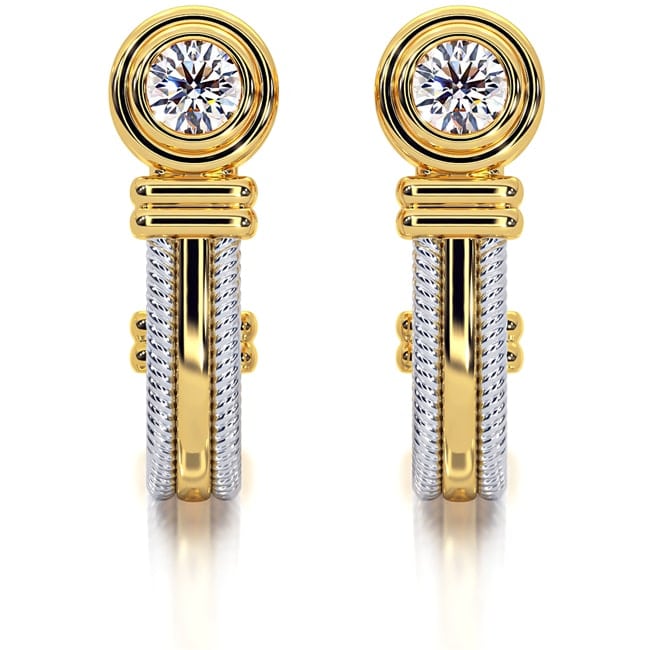 14k Solid Gold Diamond Half Hoop Earrings (0.50.ct.tw)