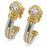 14k Solid Gold Diamond Half Hoop Earrings (0.50.ct.tw) - JewelryNest