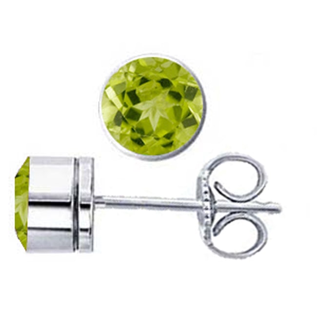 Sterling Silver Peridot Straight Bezel Stud Earring (2.0.cts.tw)
