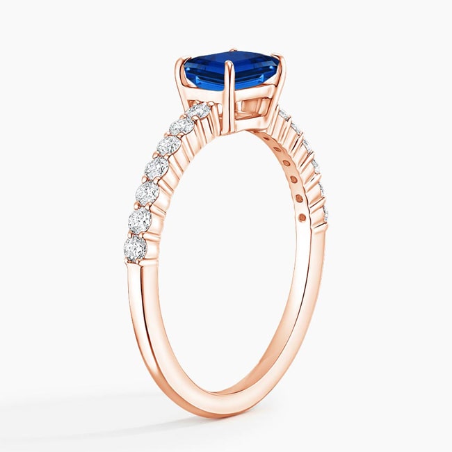 14k Gold Emerald-Cut Blue Sapphire Diamond Ring (0.78.ct.tw)