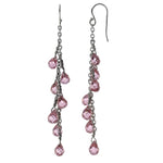 Sterling Silver Pink Preciosa Crystal Dangle Earring (28.0.cts.tw)
