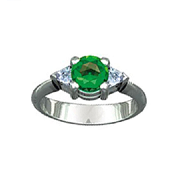14k Gold Round Emerald Trillion Diamond Ring (0.86.cts.tw)