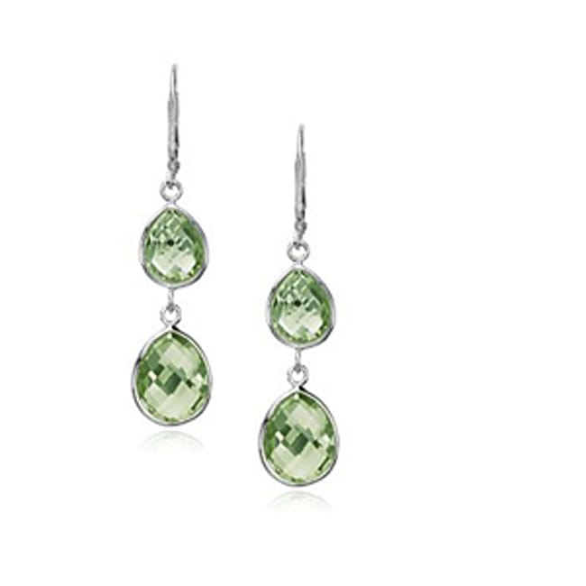 Sterling Silver Green Amethyst Dangle Earring (5.60.cts.tw)