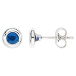 14k Gold Round Sapphire Bezel Earrings Stud (0.50.ct.tw)