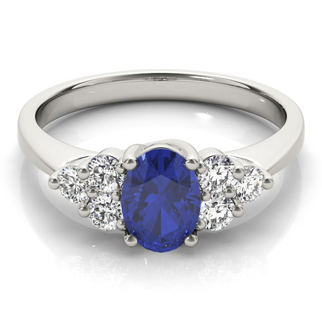 14k Gold Royal Blue Sapphire Diamond Ring (1.36.ct.tw)
