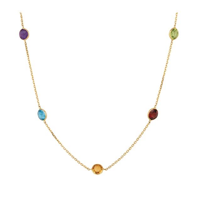 14k Gold Gemstone By The yard Necklace (1.0.ct.tw)