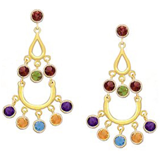 14k Multi-Gemstone Chandelier Dangle Earrings (4.0.cts.tw)
