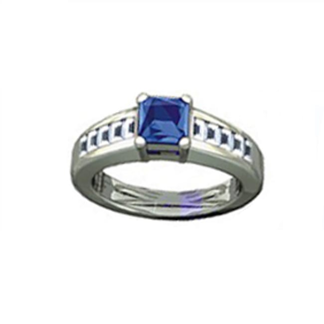 14k Gold Square Sapphire Diamond Ring (1.25.cts.tw)