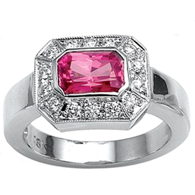 14k Gold Diamond Rubellite -Tourmaline Diamond Ring (2.06 cts.tw)