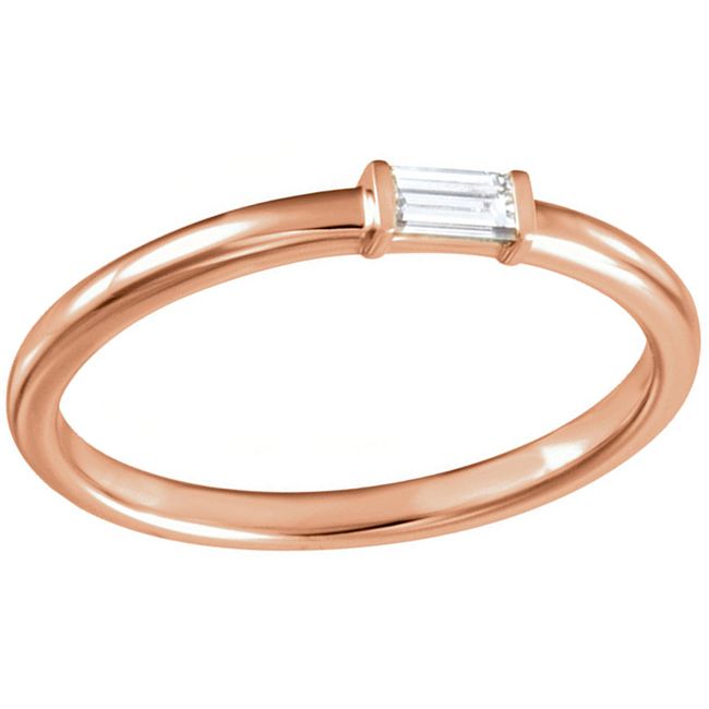 14k Rose Gold Baguette Diamond Stackable Ring (0.13.ct.tw)