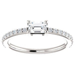White Baguette-Round Diamond Stackable Ring (0.53.ct.tw)