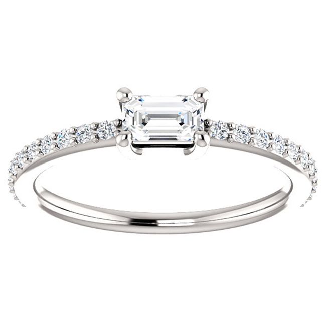 White Baguette-Round Diamond Stackable Ring (0.53.ct.tw)