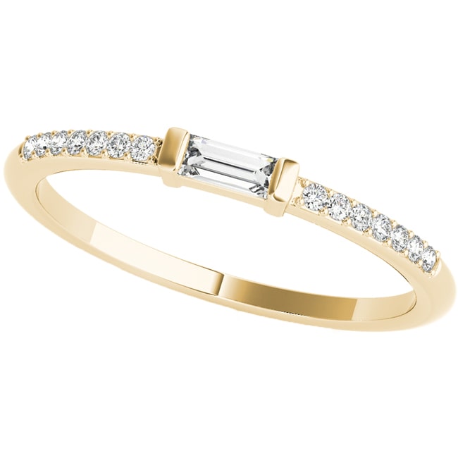14K Gold Straight Baguette-Round Diamond Stackable Ring (0.30.ct.tw)