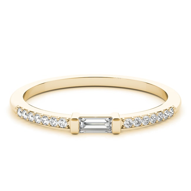 14K Gold Straight Baguette-Round Diamond Stackable Ring (0.30.ct.tw)