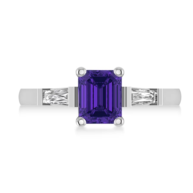 14k White Gold Three Stone Tanzanite Diamond Ring (1.86.cts.tw)