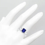 14k Gold Emerald Cut Tanzanite Diamond Ring On Woman Hand (3.20.cts.tw)