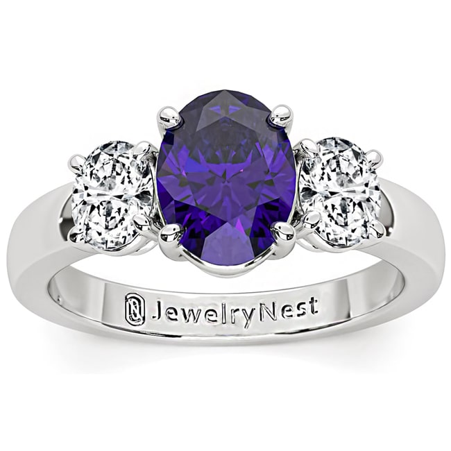 14k White Gold Oval Tanzanite Diamond Ring (1.95.cts.tw)