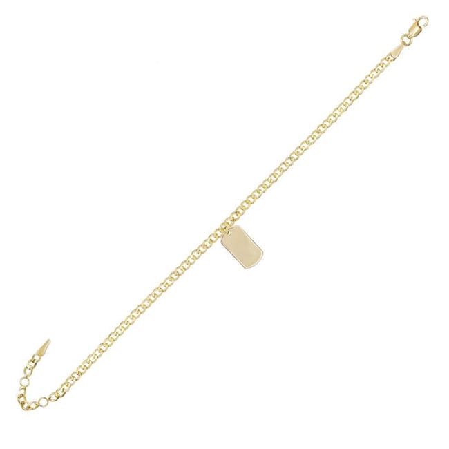 14k Solid Yellow Gold Dog Tag Charm Bracelet (3.44.gr.tw)
