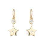 14k Gold Star Diamond Dangle Earrings (0.12.ct.tw)