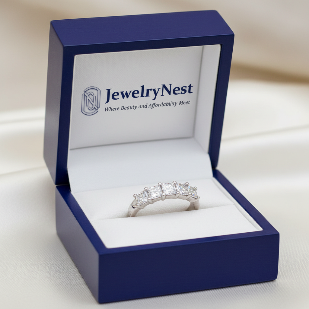 Five Diamond Band in Royal Blue JewelryNest Box