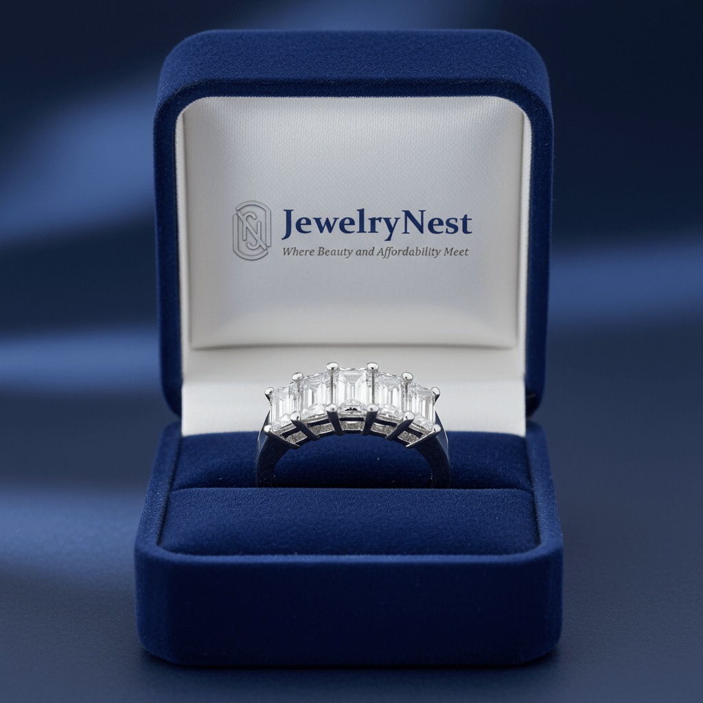 14k White Gold Five Stone Emerald Cut Diamond Ring (1.0 ct tw) - JewelryNest LLC