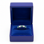 Five-Stone Emerald Diamond Ring in Royal Blue Gift Box