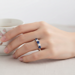 Five-Stone Sapphire Diamond Ring on Model