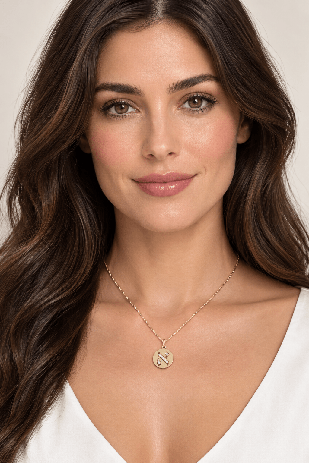 Diamond Disk Metal Hebrew Letters Initial Alefh Necklace (0.24.ct.tw) - JewelryNest LLC