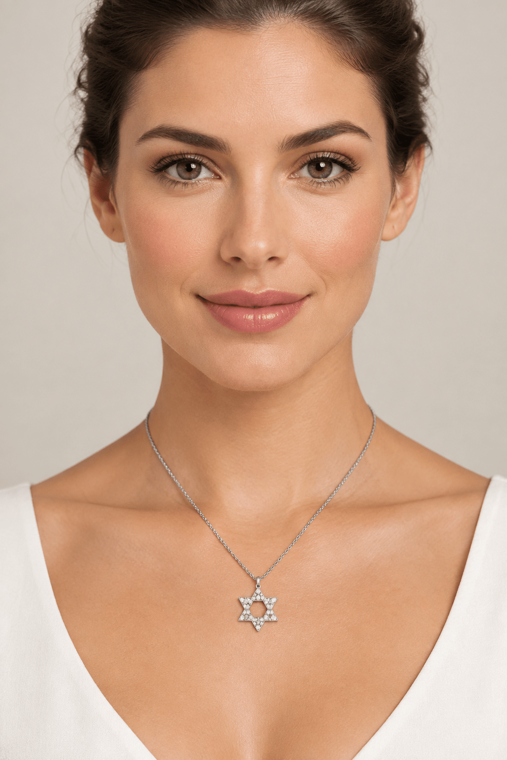 14k Gold Diamond Open Star Of David Necklace (0.12.ct.tw) - JewelryNest LLC